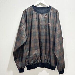 Vtg RÖCHE Men’s Brown Plaid Reversible PEBBLE BEACH Golf Pullover Jacket Sz XXL
